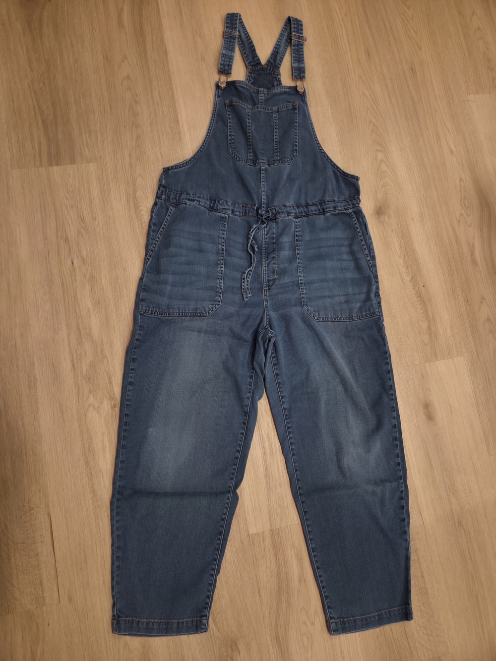 Denim Overalls Women Medium 8-10 Casual Utility Drawstring Modern Comfy Fall
